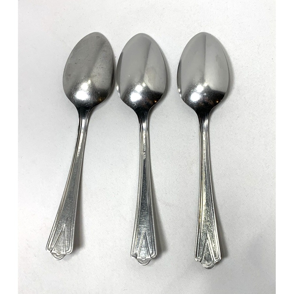 Stainless Flatware USA 3 Piece Spoon Set‎ Art Deco MCM Vintage '60s "DS" - Picture 4 of 4